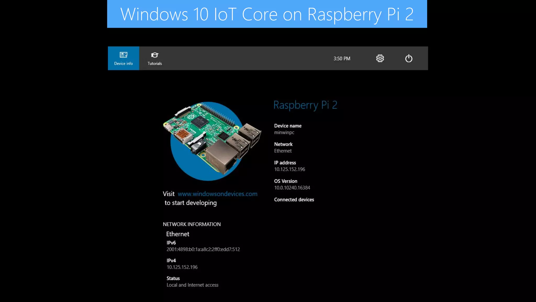 Windows 10 IoT Core on Raspberry Pi 2 