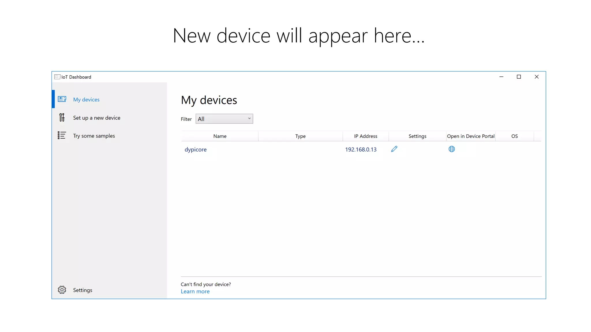 New device will appear here… 