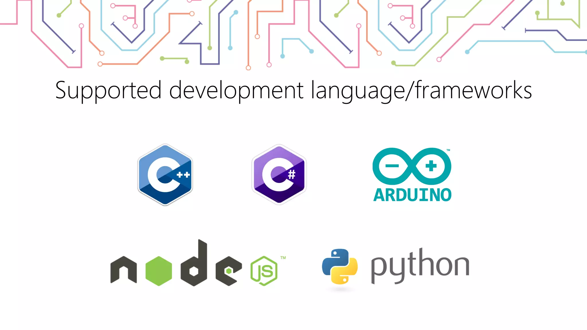 Supported development language/frameworks 