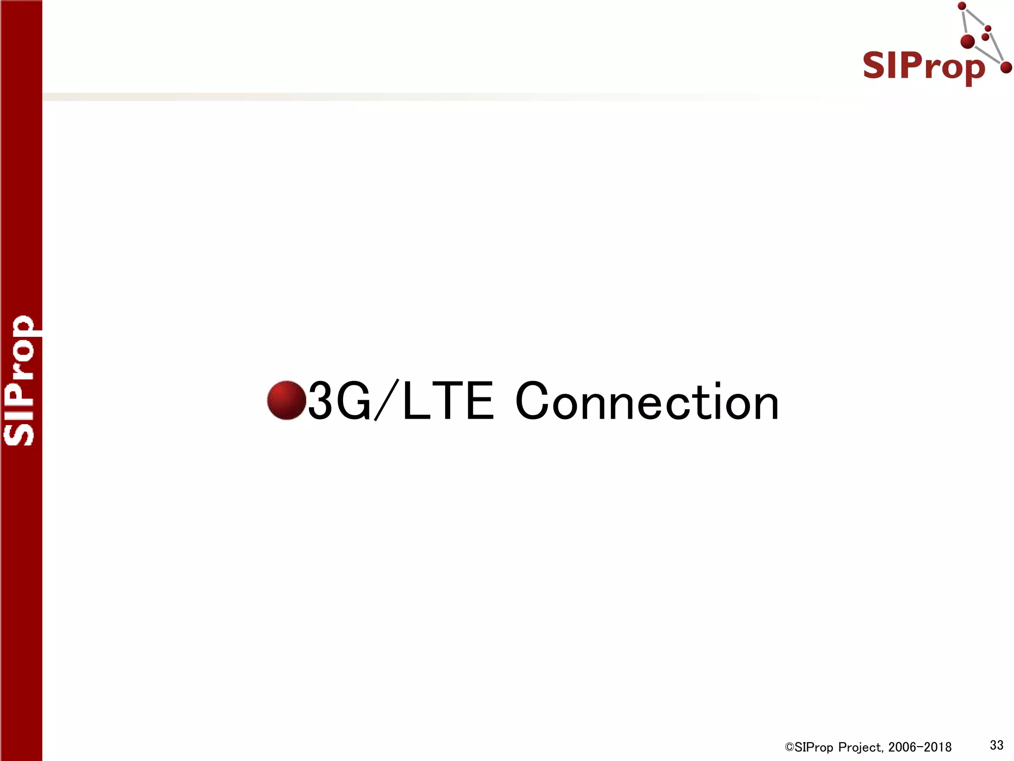 ©SIProp Project, 2006-2018 33
3G/LTE Connection
 