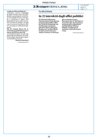 PRIMO PIANO
21-LUG-2017
foglio 2 / 2
pagina 39
20
 