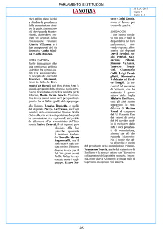 PARLAMENTO E ISTITUZIONI
21-LUG-2017
foglio 2 / 2
pagina 5
25
 