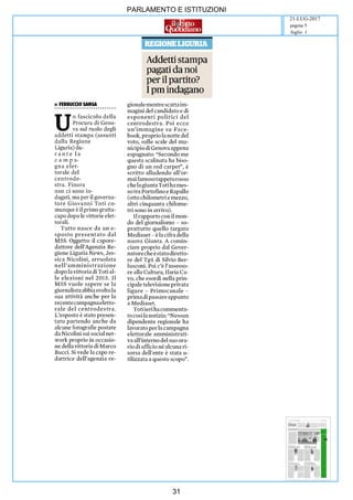 art
PARLAMENTO E ISTITUZIONI
21-LUG-2017
foglio 1
pagina 5
31
 