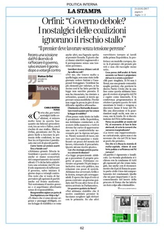 art
POLITICA INTERNA
21-LUG-2017
foglio 1 / 2
pagina 6
62
 