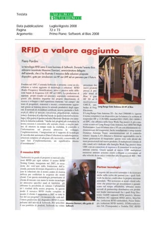 Testata


Data pubblicazione   Luglio/Agosto 2008
Pagina               72 e 73
Argomento:           Primo Piano: Softwork al Bias 2008
 
