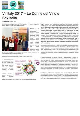 Le Donne del Vino a Vinitaly 2017: rassegna stampa