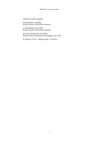 Rassinier, paul la mentira de ulises | PDF