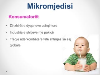 Mikromjedisi
Konsumatorët
• Zinxhirët e dyqaneve ushqimore
• Industria e shitjeve me pakicë
• Tregje ndërkombëtare falë shtrirjes së saj
globale
 