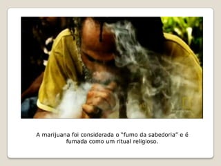 A marijuana foi considerada o “fumo da sabedoria” e é
          fumada como um ritual religioso.
 
