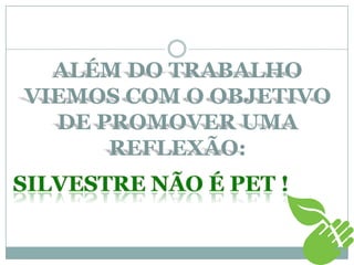 ALÉM DO TRABALHO
VIEMOS COM O OBJETIVO
DE PROMOVER UMA
REFLEXÃO:
 