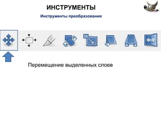 ИНСТРУМЕНТЫ 
Инструменты преобразования 
Перемещение выделенных слоев 
 