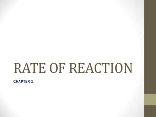 RATE OF REACTION
CHAPTER 1
 