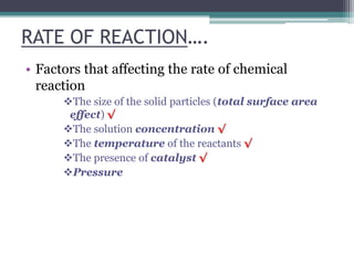 Rate of reaction