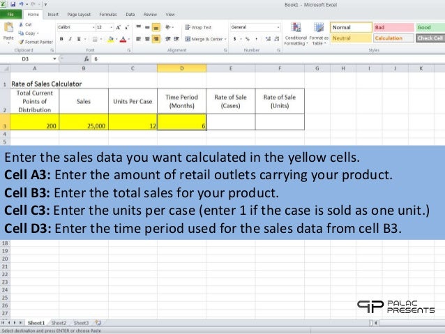 rate of sales calculator for microsoft excel