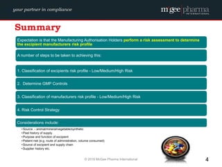 Excipient Risk Assessment Rate overview 2016 | PDF
