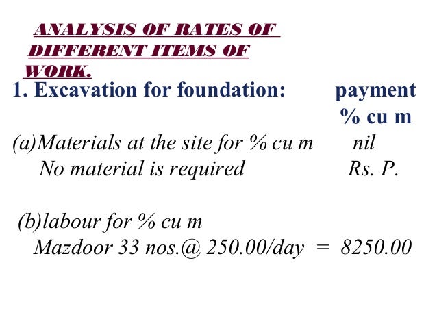 Rates Analysis For Calculating Material and Labour for building works…