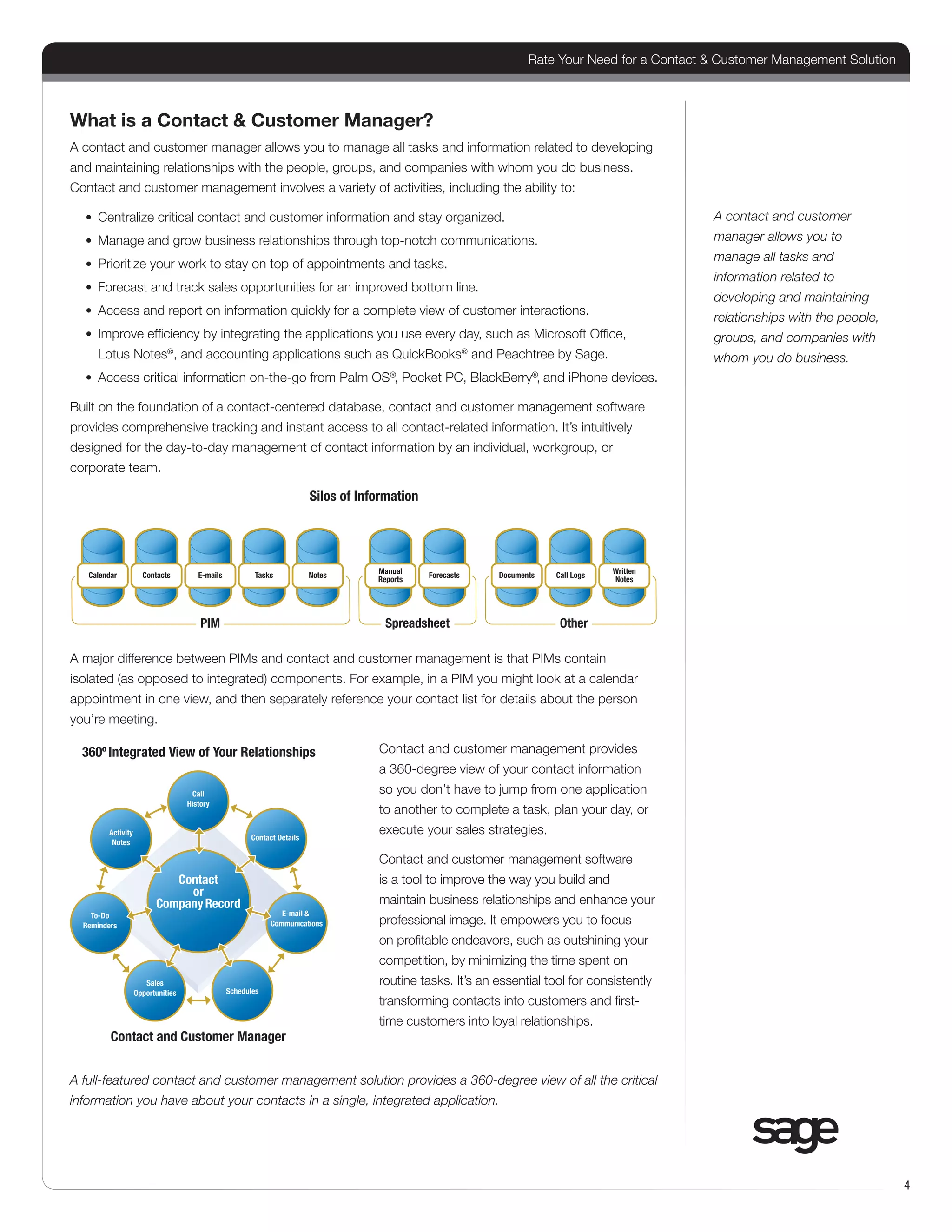 Rate Your Need for a Contact & Customer Management Solution