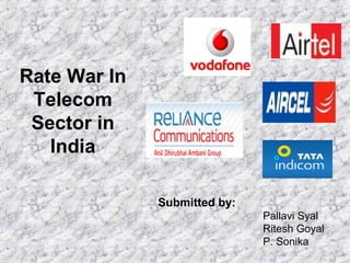 Rate War In
 Telecom
 Sector in
   India

              Submitted by:
                              Pallavi Syal
                              Ritesh Goyal
                              P. Sonika
 