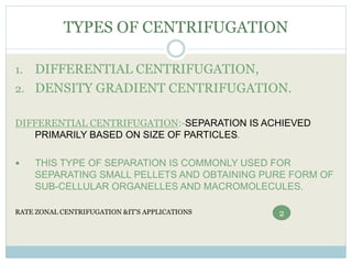 Rate zonal centrifugation and Its applications | PPTX