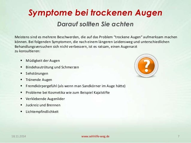 Trockenes Auge Symptome Trockenes Auge Symptome