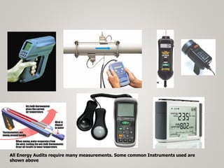 All Energy Audits require many measurements. Some common Instruments used are
shown above
 