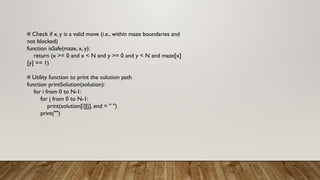 Rat_in_a_maze((Dynamic programming-tabulation)) | PPT