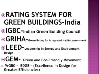 RATING SYSTEMS- IGBC, GRIHA, LEED--.pptx