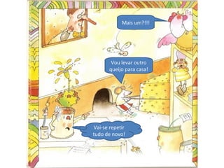 Vou levar outro
queijo para casa!
Mais um?!!!
Vai-se repetir
tudo de novo!
 