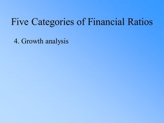 Five Categories of Financial Ratios
4. Growth analysis
 