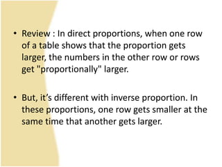  The distance for 2 hour and a half =       x 40 km = 100 kmInverse ProportionINVERSE PROPORTION