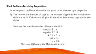 Proportion On Grade 9 Math RATIO AND PROPORTION.pptx grade 9 mathematics third quarter | PPTX