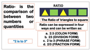 Difference Ration Form RATIO AND PROPORTION.pptx for class presentation | PPTX