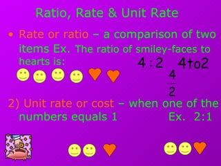 Ratio, Rate & Unit Rate ,[object Object],[object Object]