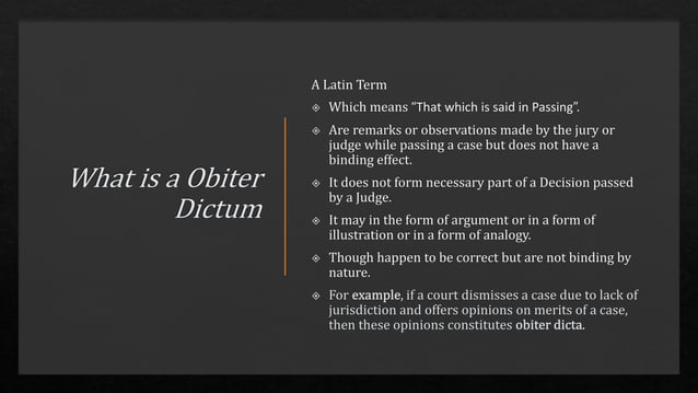 Ratio decidendi and obiter dictum | PPTX