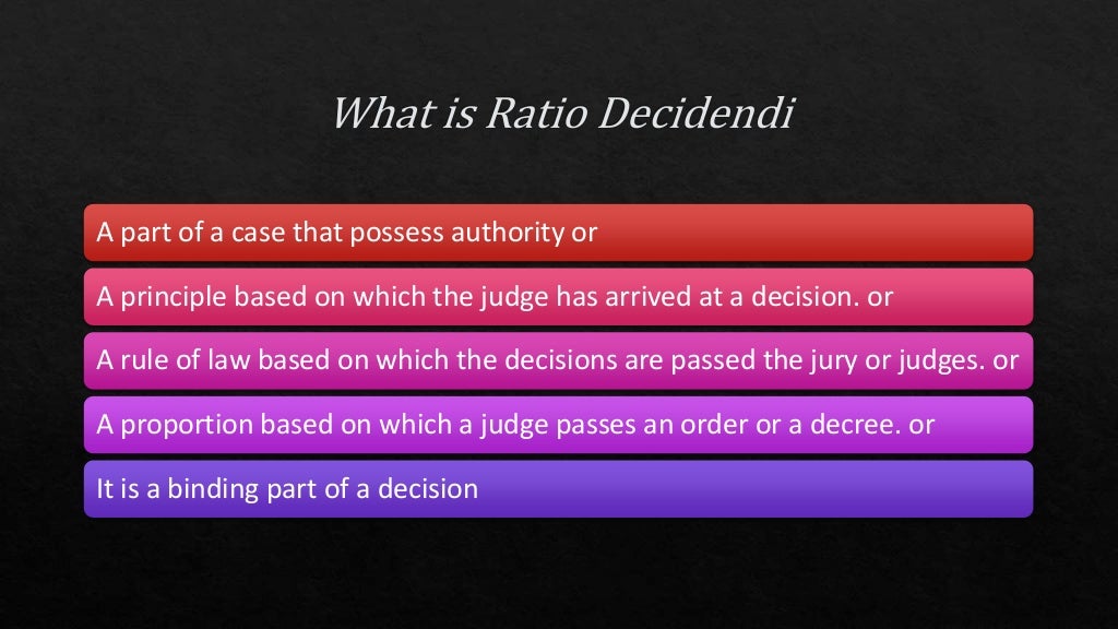 Ratio decidendi and obiter dictum