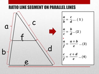 RATIO LINE SEGMENT ON PARALLEL LINES


                  c
a
          f                      •



b                        d
              e
 