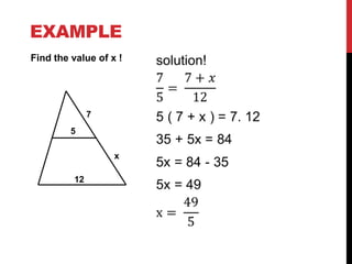 EXAMPLE
Find the value of x !




               7
         5

                   x

          12
 