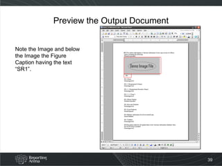 Preview the Output Document Note the Image and below the Image the Figure Caption having the text “SR1”. 