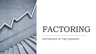 FACTORING
DIFFERENCE OF TWO SQUARES
 
