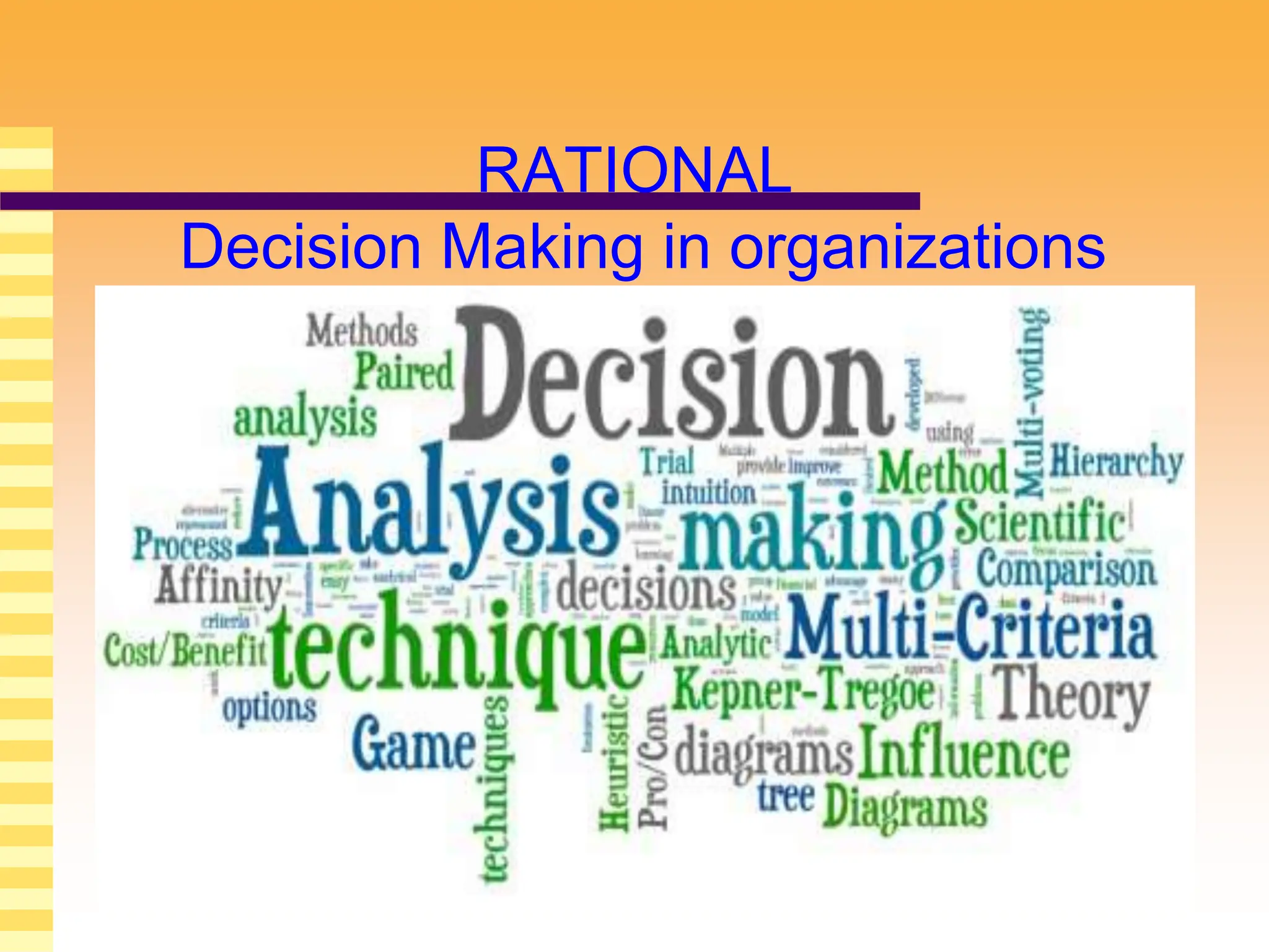 RATIONAL
Decision Making in organizations
 
