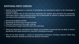 Rational Drug Design Methods Mpharm pharmacology | PPTX