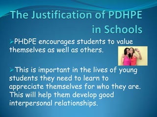 The Justification of PDHPE in Schools ,[object Object]
