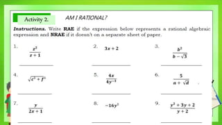Rational Expressions -Introduction | PPTX