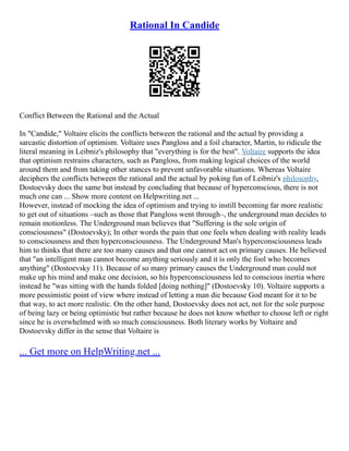 Rational In Candide | PDF