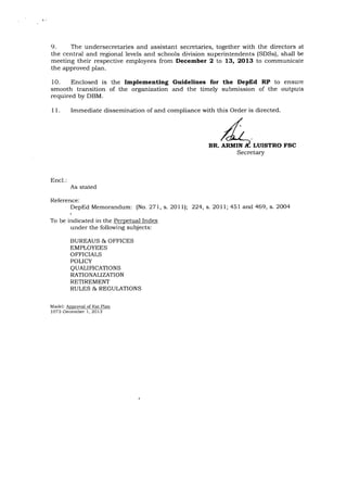 Rationalization plan