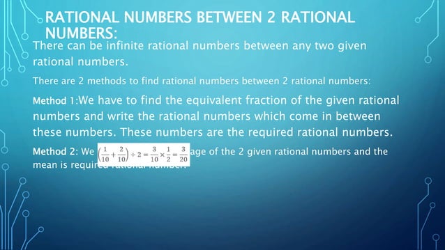 Rational numbers Class VIII