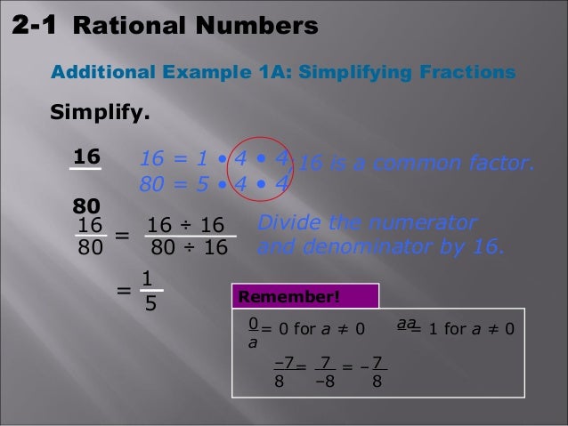rational numbers 80 16 in simplest form