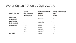 Water Consumption by Dairy Cattle
 