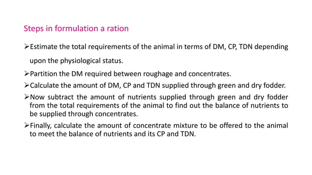 Principles of computation of rations for ruminants | PPTX | Nutrition ...
