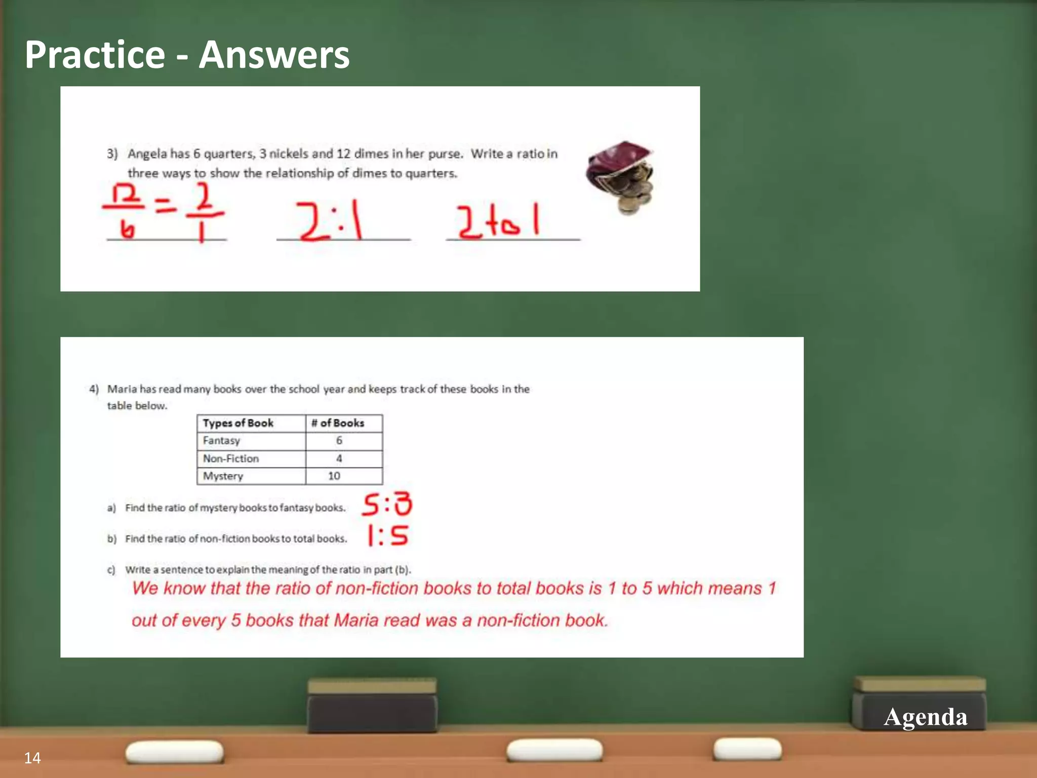 Practice - Answers
14
Agenda
 